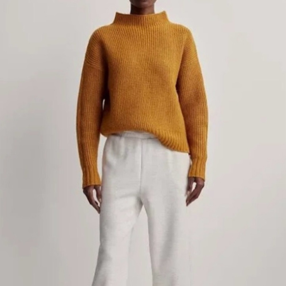 Varley Wool Skyla Funnel Neck Knit Sweater Buckthorn Brown Orange Size XS - Picture 2 of 11